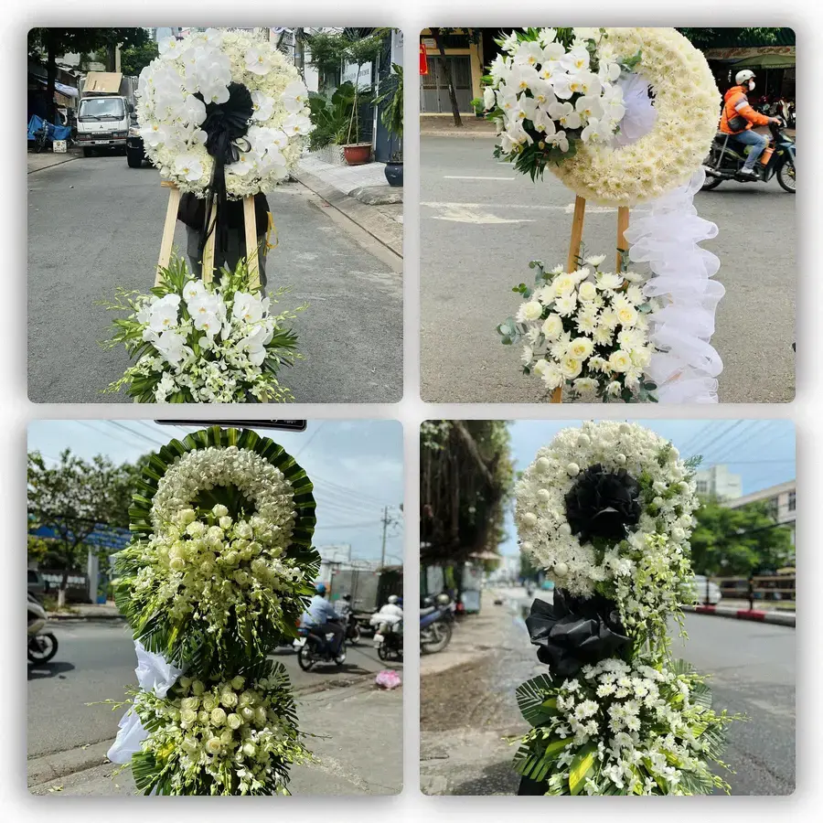 Mẫu hoa đám tang tham khảo ở Chi Đông, Mê Linh