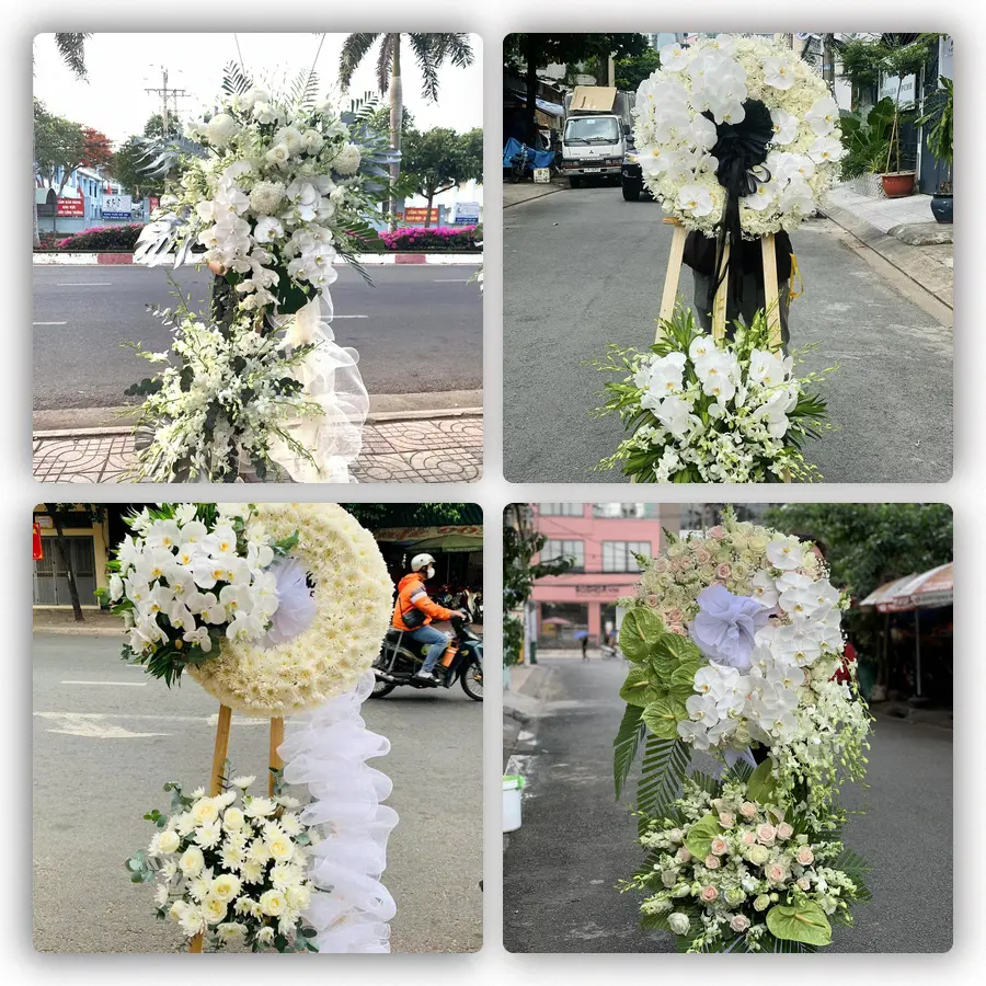 Mẫu hoa đám tang tham khảo ở Gò Công, Tiền Giang