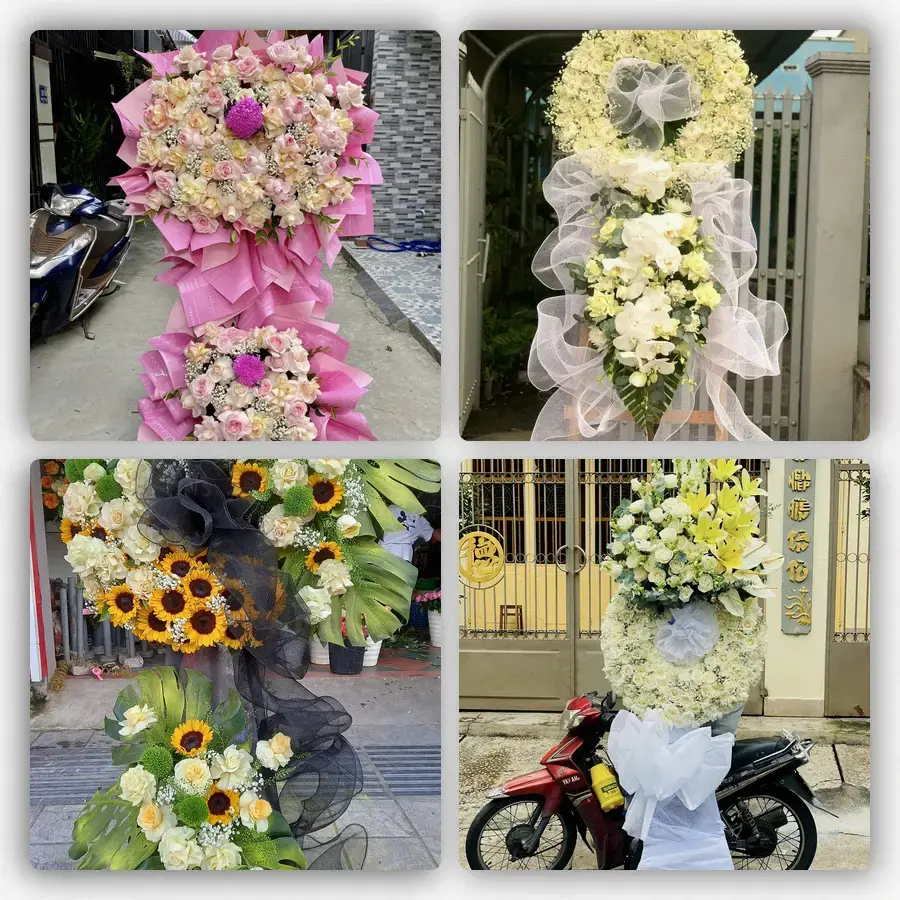 Mẫu hoa đám tang tham khảo ở Gò Quao, Kiên Giang