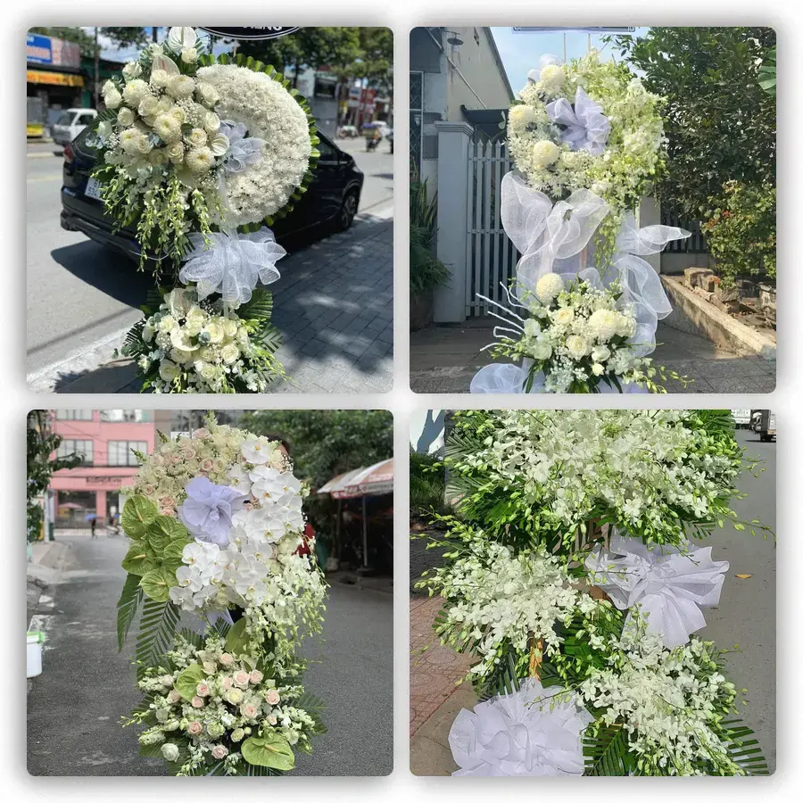 Mẫu hoa đám tang tham khảo ở Long Giao, Cẩm Mỹ