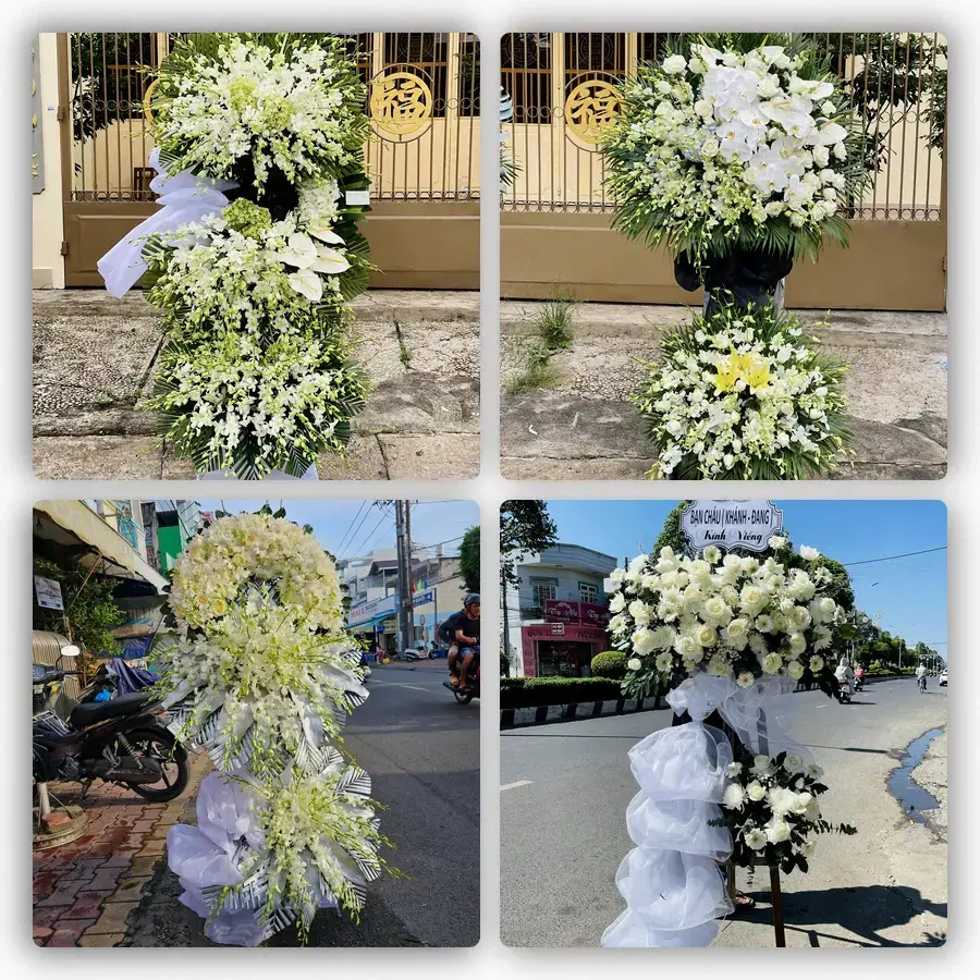 Mẫu hoa đám tang tham khảo ở Mỏ Cày Nam, Bến Tre