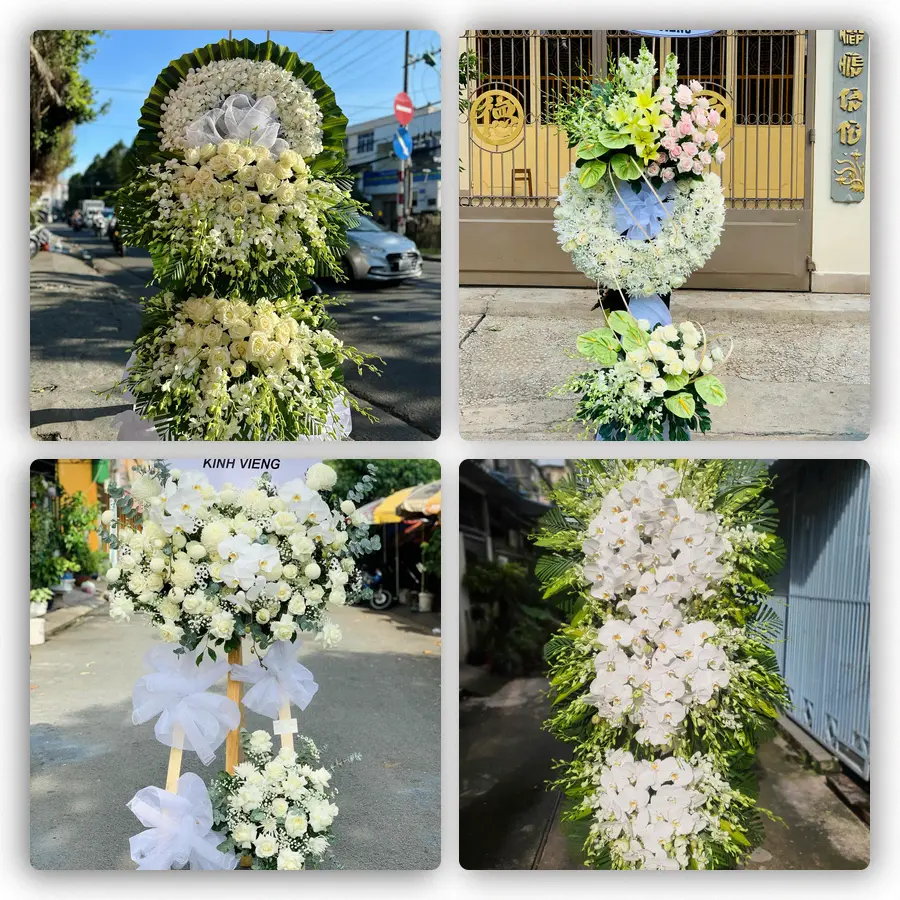 Mẫu hoa đám tang tham khảo ở Mộ Đức, Quảng Ngãi