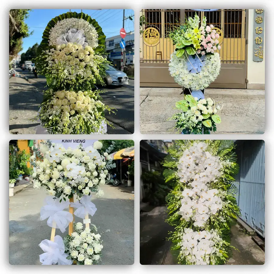 Mẫu hoa đám tang tham khảo ở Mộ Đức, Quảng Ngãi