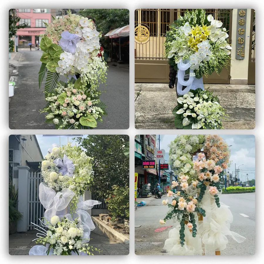 Mẫu hoa đám tang tham khảo ở Phố Mới, Quế Võ