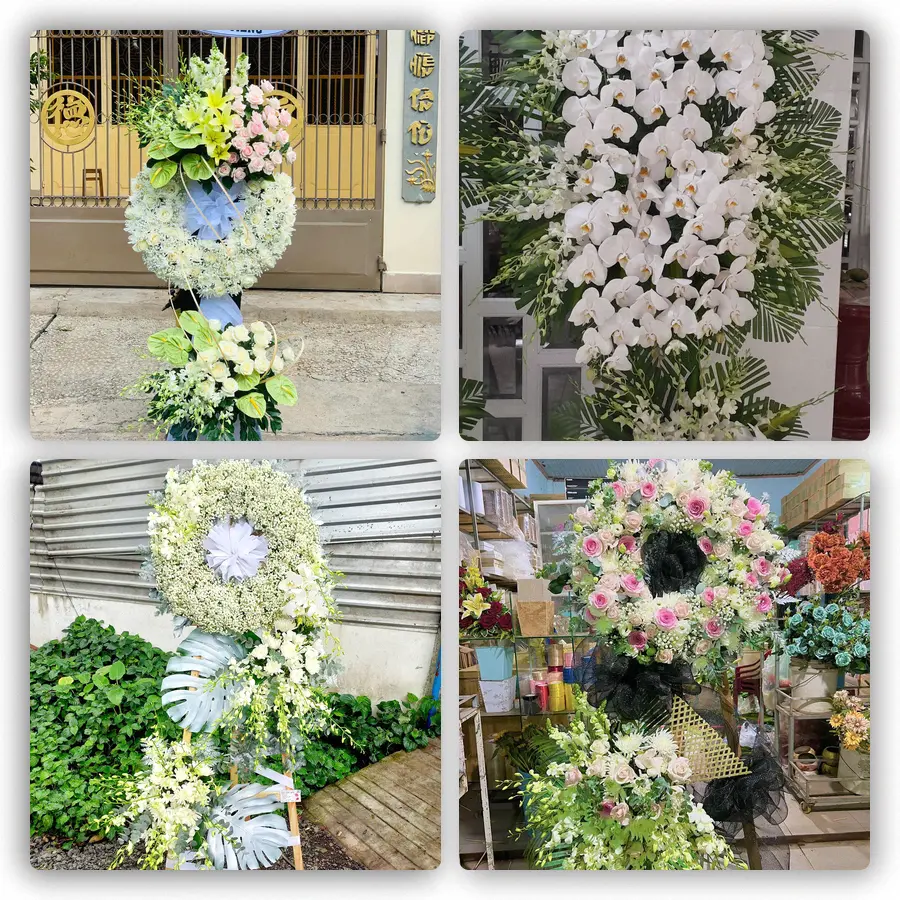 Mẫu hoa đám tang tham khảo ở Thủ Thừa, Long An