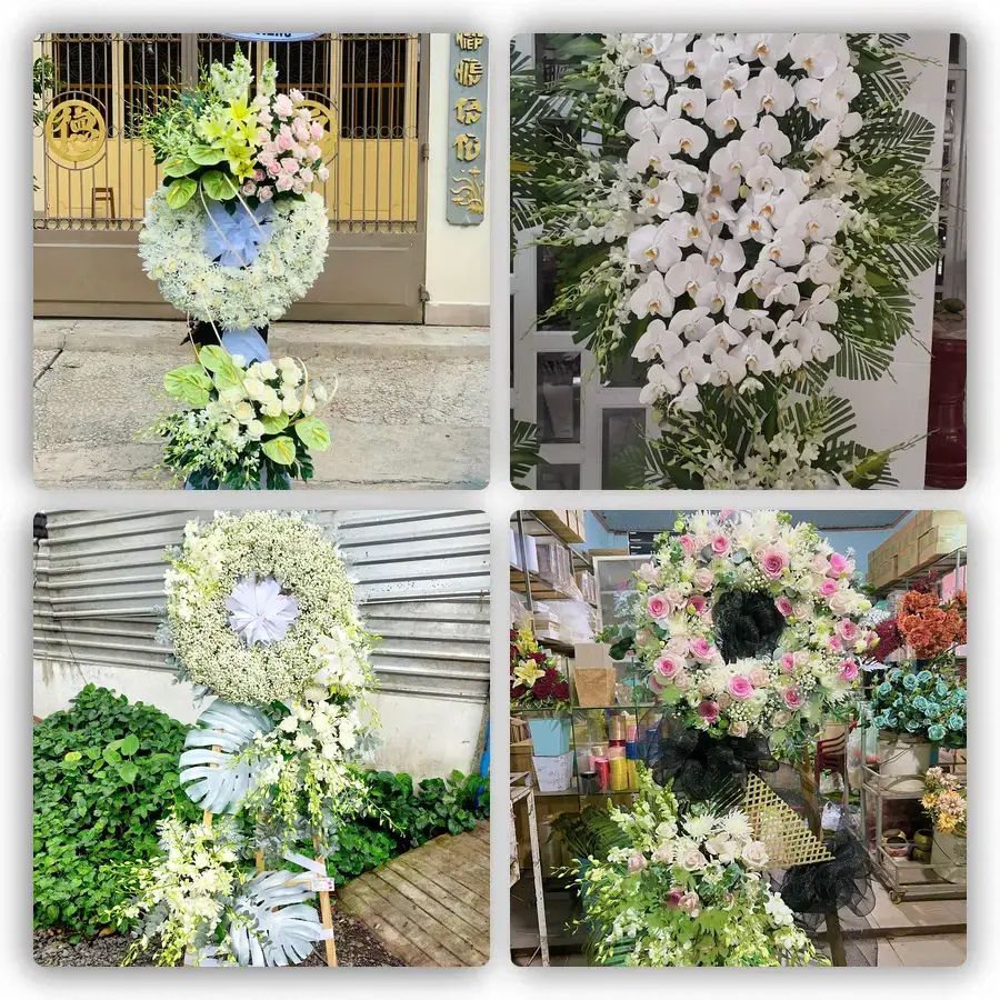 Mẫu hoa đám tang tham khảo ở Thủ Thừa, Long An