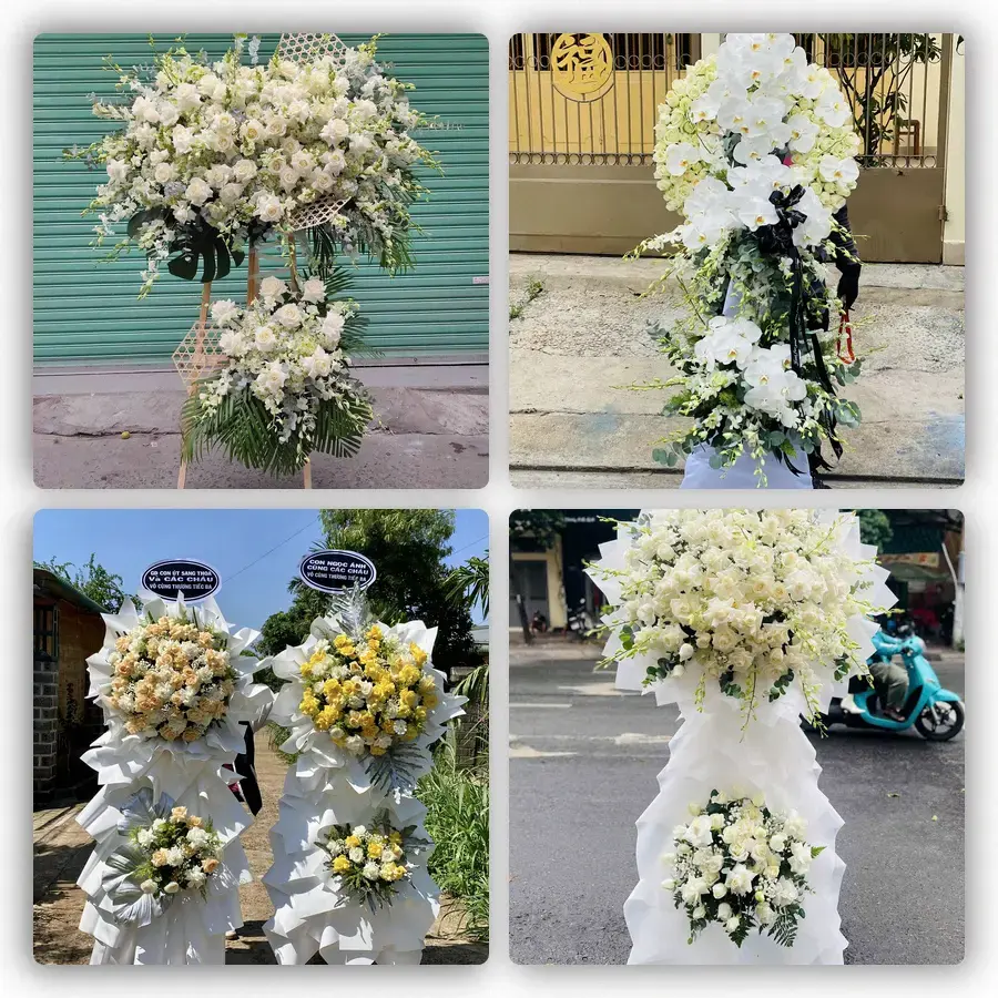 Mẫu hoa đám tang tham khảo ở Ba Tri, Bến Tre
