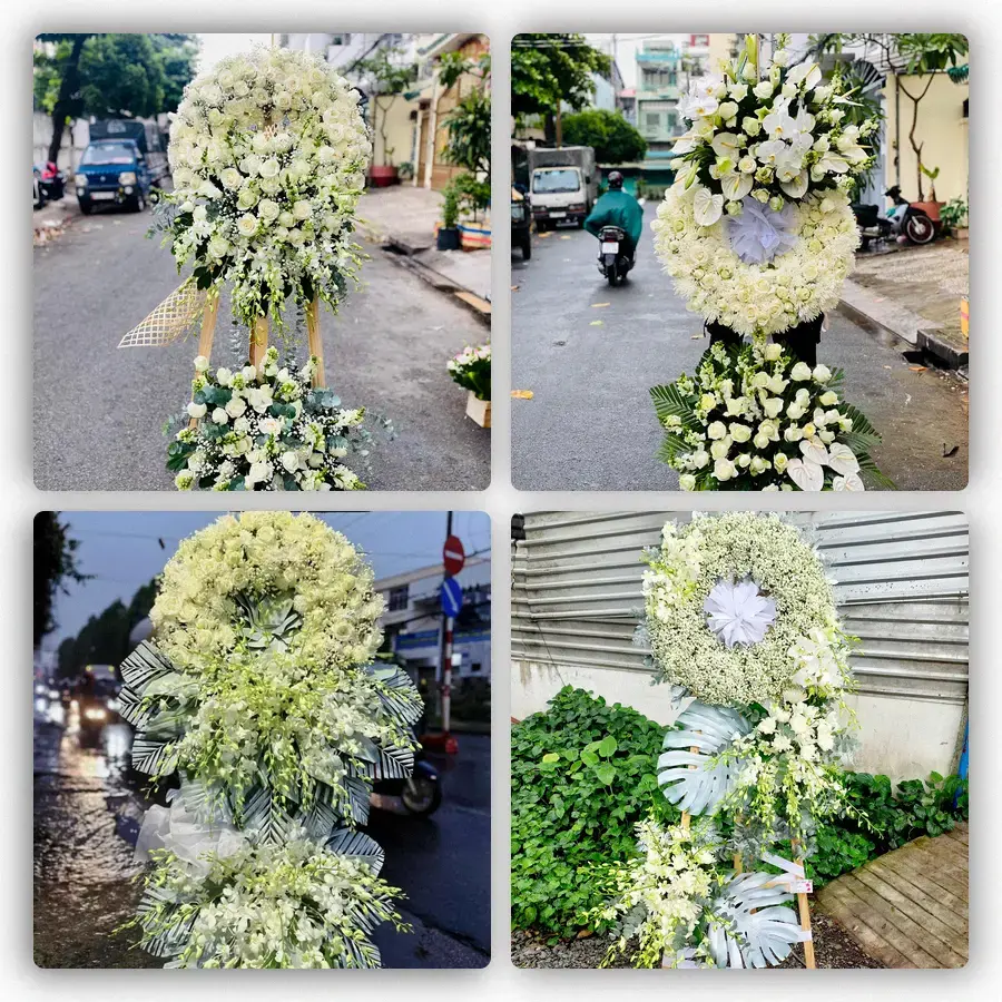 Mẫu hoa đám tang tham khảo ở Bình Đại, Bến Tre
