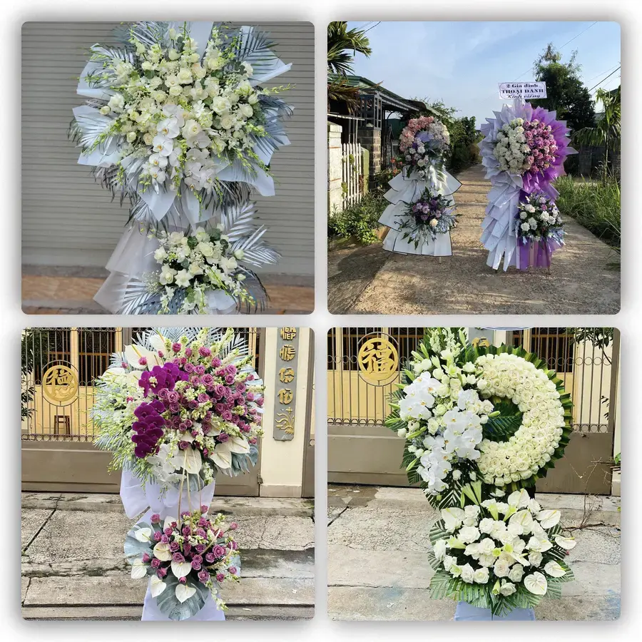 Mẫu hoa đám tang tham khảo ở Cái Bè, Tiền Giang