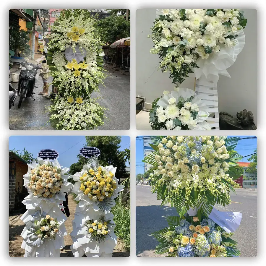 Mẫu hoa đám tang tham khảo ở Chợ Lách, Bến Tre