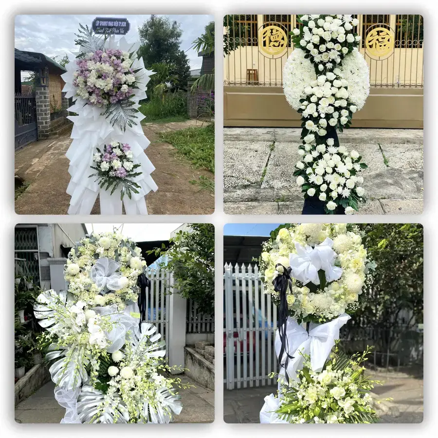Mẫu hoa đám tang tham khảo ở Hòn Đất, Kiên Giang