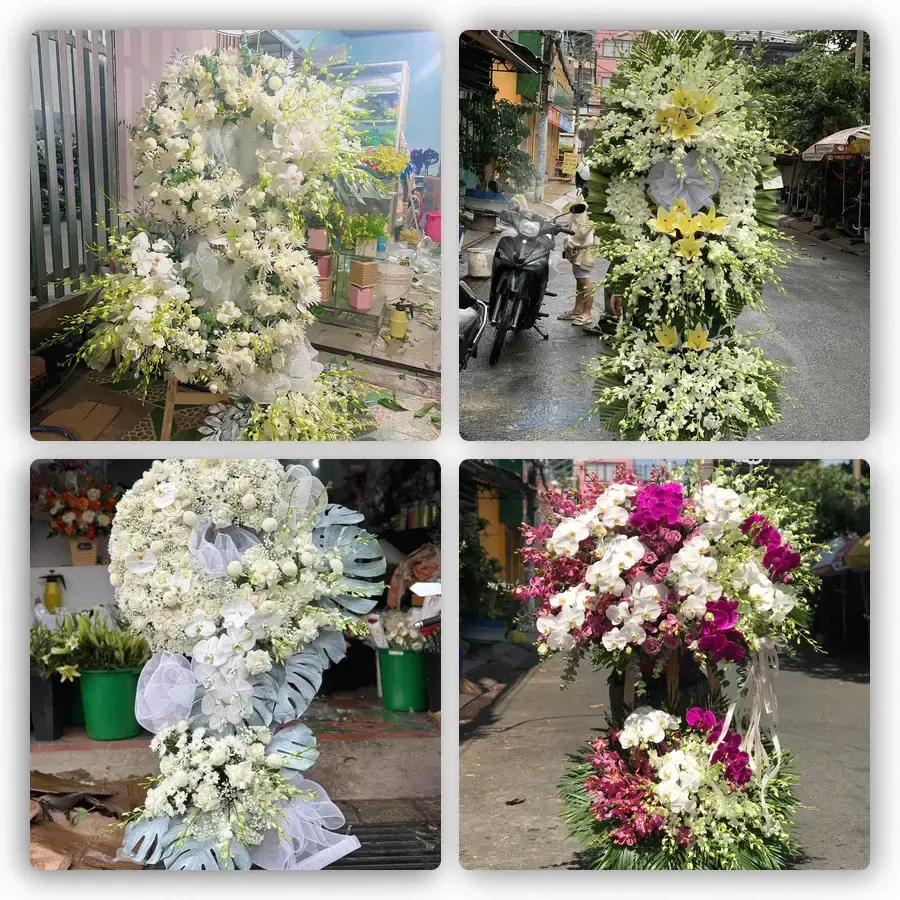 Mẫu hoa đám tang tham khảo ở Kim Động, Hưng Yên