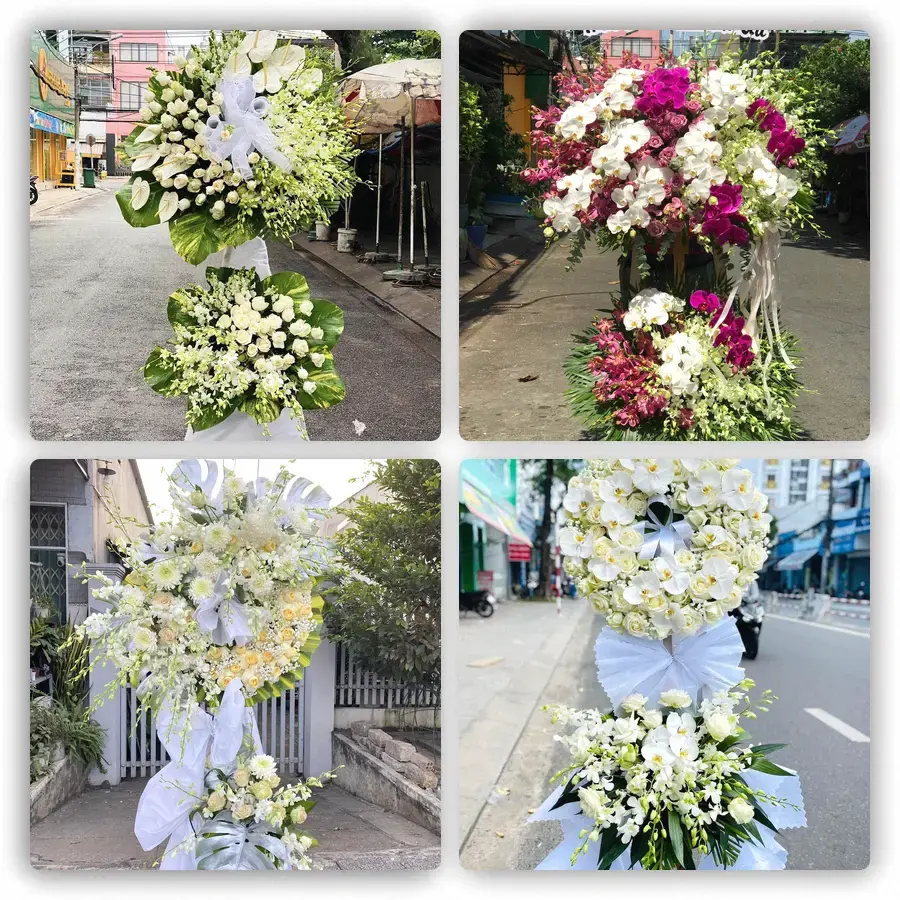 Mẫu hoa đám tang tham khảo ở Lai Vung, Đồng Tháp