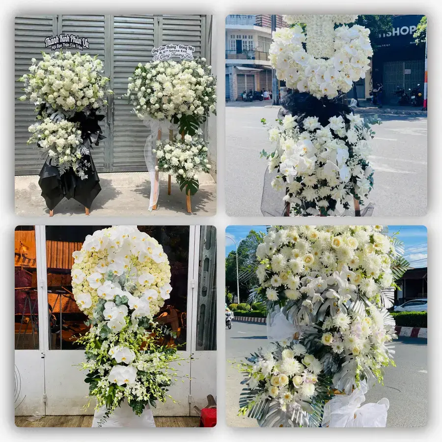 Mẫu hoa đám tang tham khảo ở Mỹ Hào, Hưng Yên