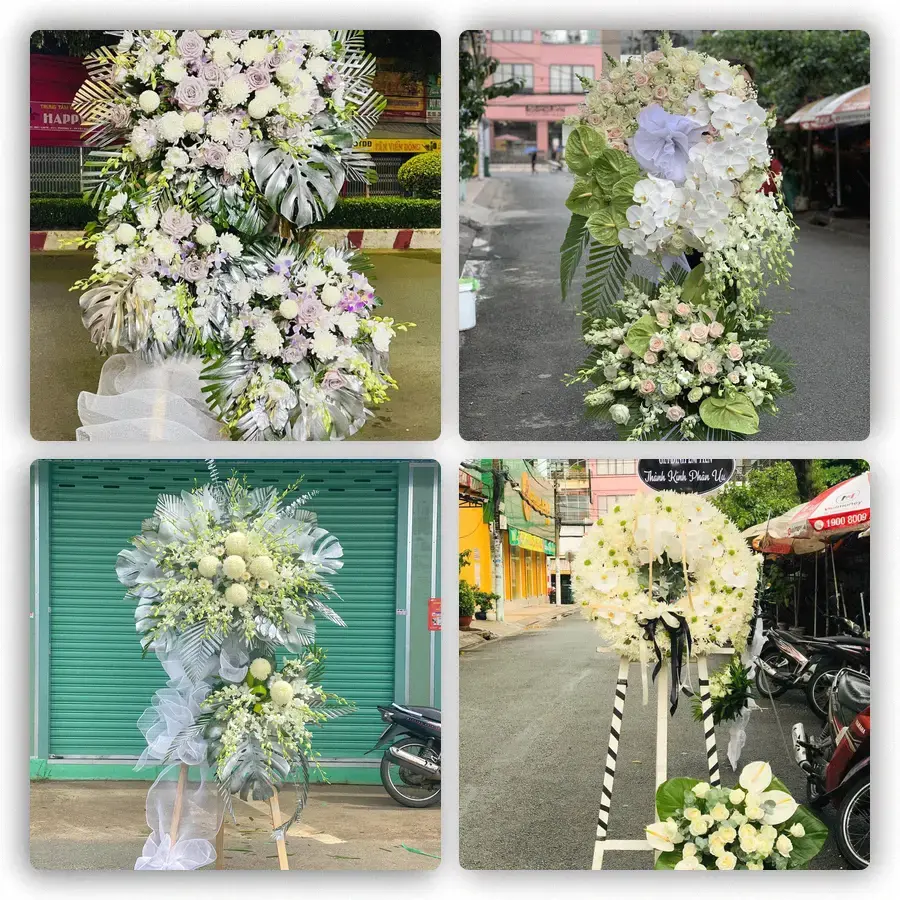 Mẫu hoa đám tang tham khảo ở Năm Căn, Cà Mau