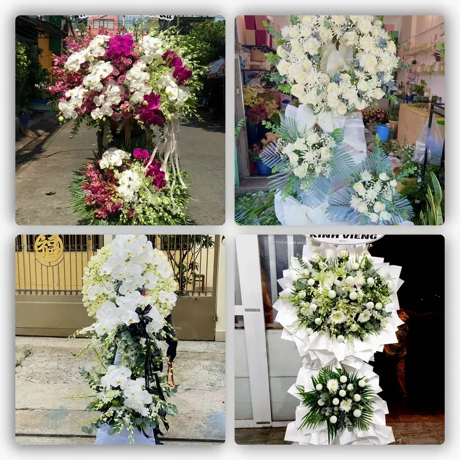 Mẫu hoa đám tang tham khảo ở Văn Giang, Hưng Yên