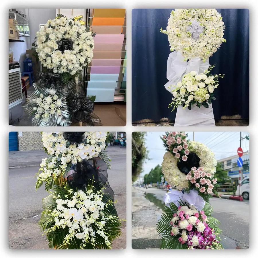 Mẫu hoa đám tang tham khảo ở Vụ Bản, Nam Định