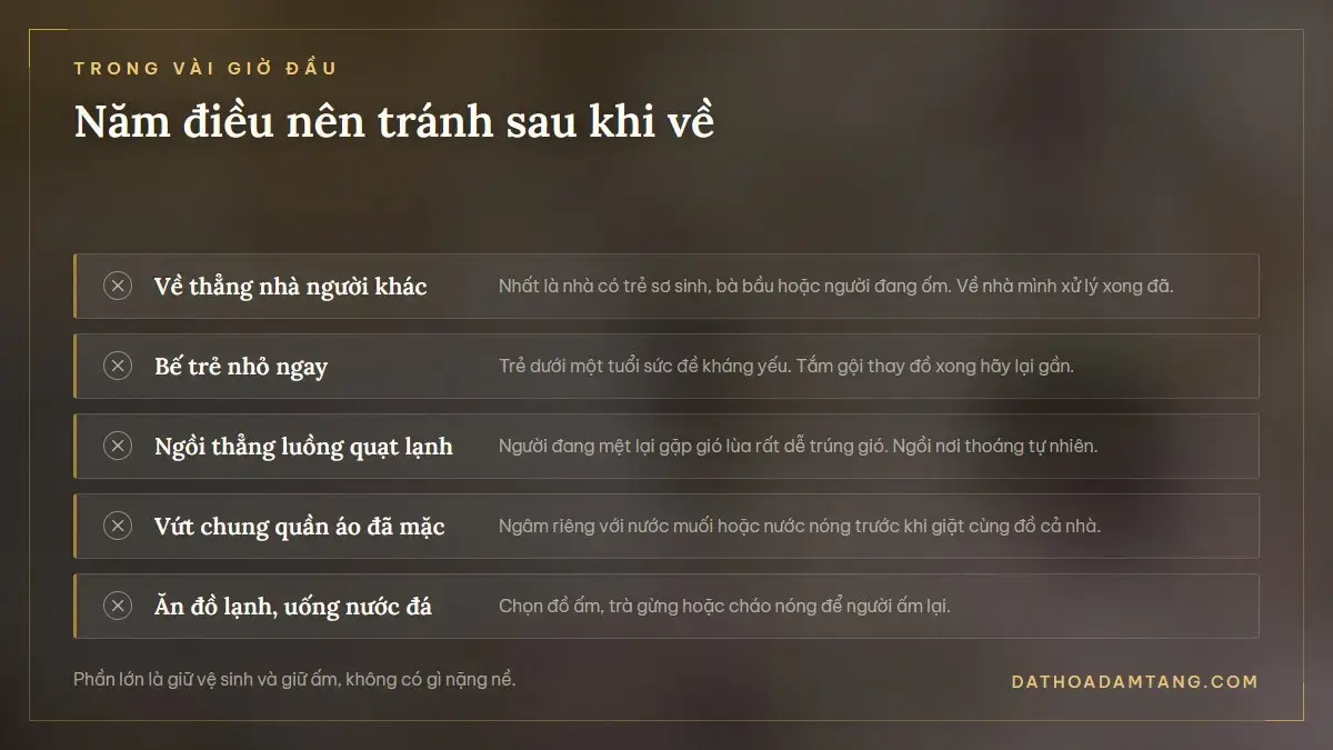 Năm điều nên tránh trong vài giờ đầu sau khi đi viếng đám tang về