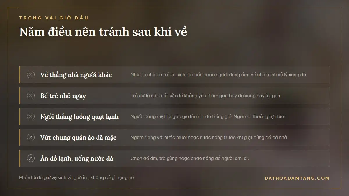 Năm điều nên tránh trong vài giờ đầu sau khi đi viếng đám tang về