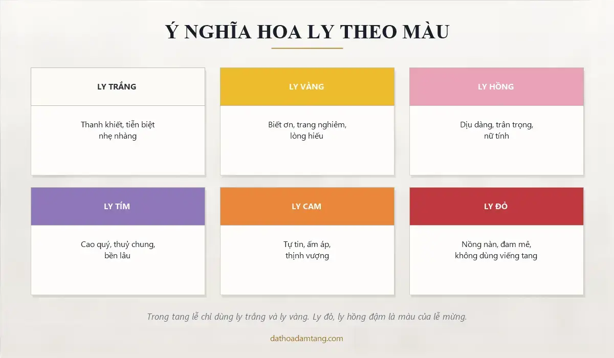 Bảng ý nghĩa hoa ly theo sáu màu sắc